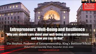 Professor Ute Stephan talks about entrepreneurs wellbeing and resilience | GEW 20 x 20